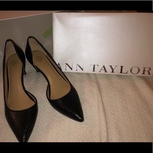 Ann Taylor Mari Dorsey Croc Embossed Leather Heels